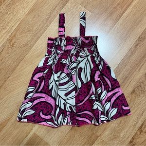 Hawaiian Tropical Baby Toddler Girl Cami Smocked Dress in Magenta Pink Black